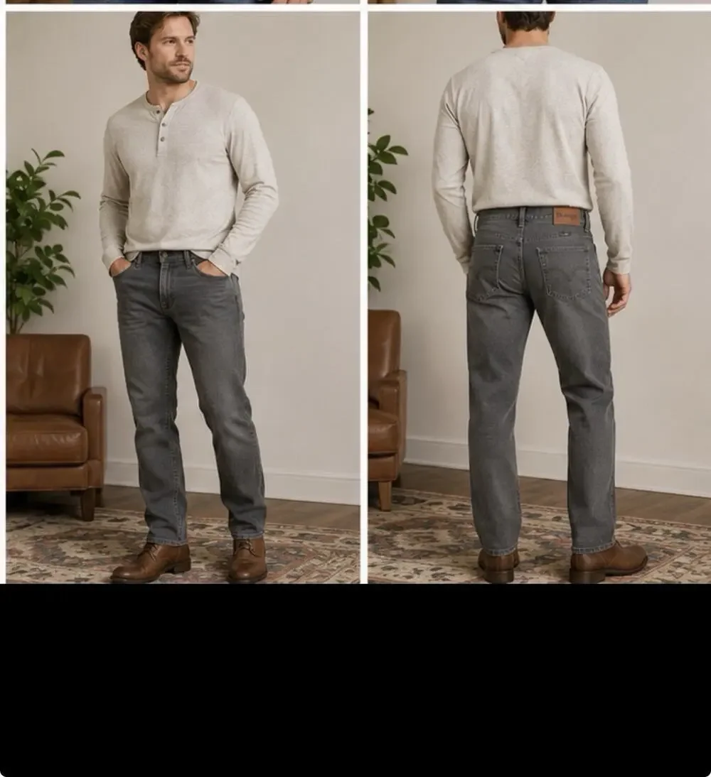 Wrangler Straight Fit Gray Jeans Men’s 31x30 Stretch Casual Pants